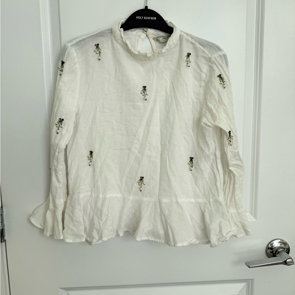 ZARA French-Style White Embellished Blouse – Size S - Picture 2 of 6